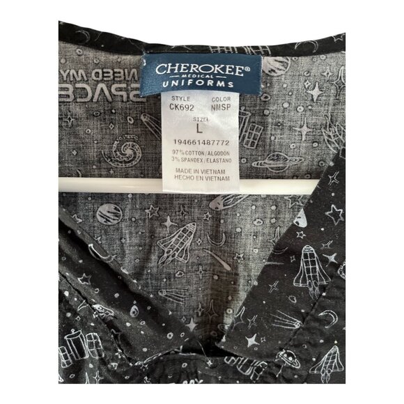 Cherokee Medical Uniforms Women’s Scrub Top Size L – “I Need My Space” Black Gal - Picture 2 of 6